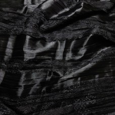 Ткань Атлас с гипюром (черный)